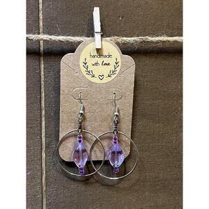 Handmade Purple Hoop Earrings
